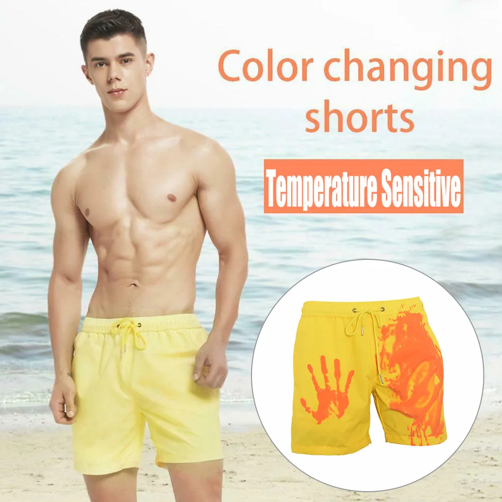 Magical Change Color Beach Shorts Summer Men Swim Trunks Swimwear Swimsuit Portable Fashion Color Changing Shorts Swimming Cloth