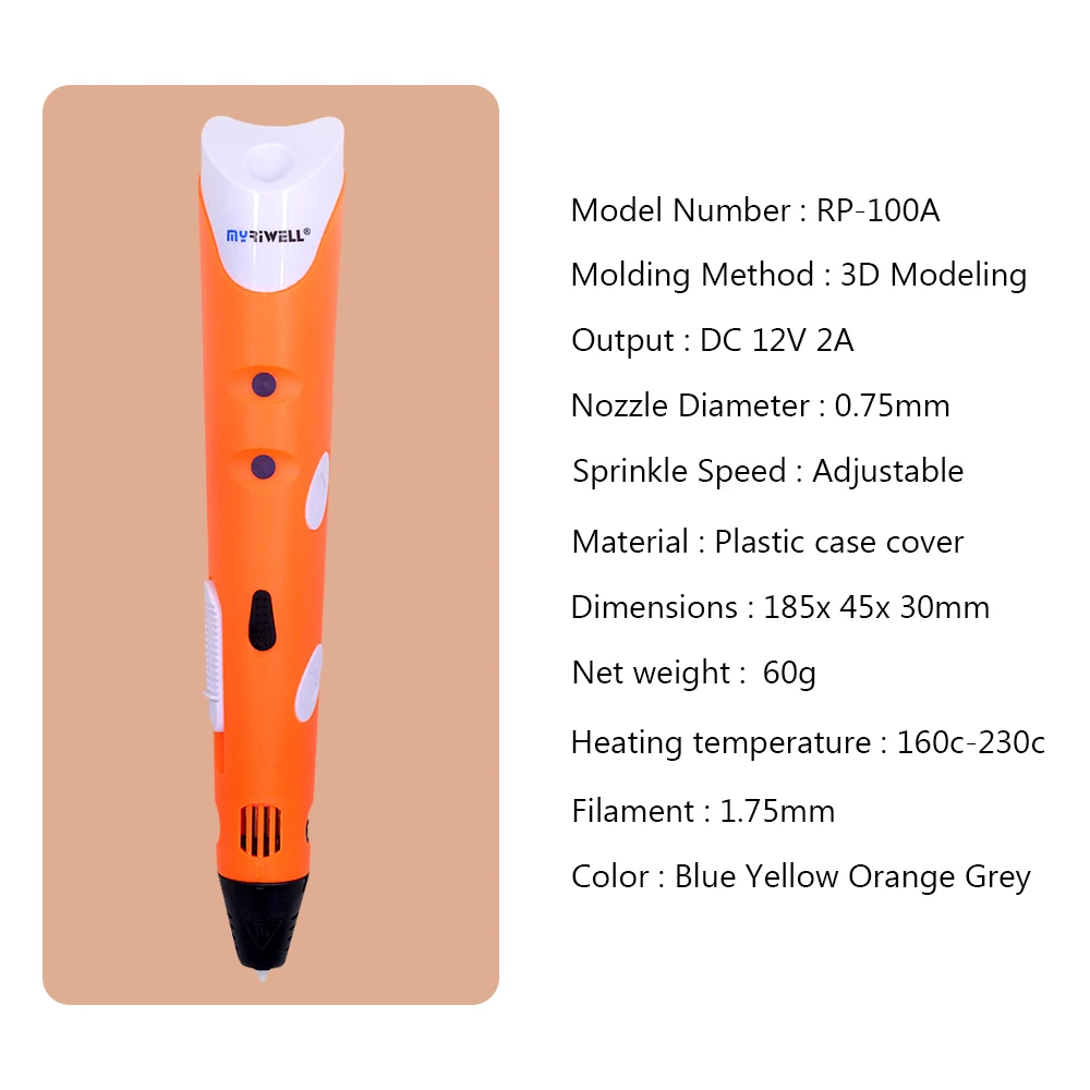 Myriwell Волшебная 3D Ручка DIY 3D печать ручка с 9 м ABS/PLA нить креативная игрушка дизайн рисунок подарок для детей подарок на день рождения