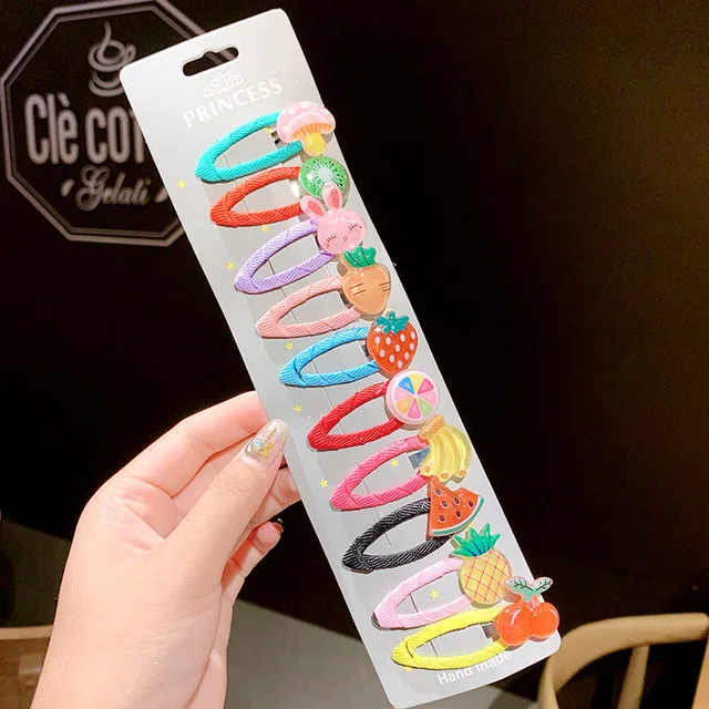 10pcs 8 5/10 шт./компл. и милые носки с рисунками зверей из мультфильмов, для фруктов Harpins для девочек милые Заколки для волос заколки Милая повязка на голову дети мода Женские аксессуары для волос - Цвет: 10pcs 8
