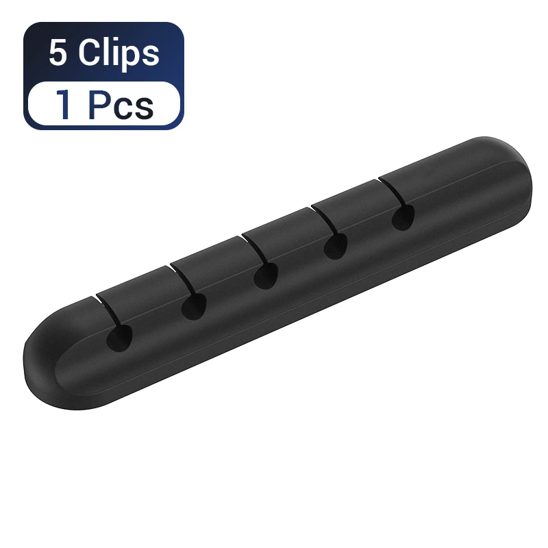 5 Clips - 1 Pieces Силиконовый usb-кабель намотки Настольный кабель для мыши наушники провода удобный аккуратный управление универсальные прищепки держатель для кабеля - Цвет: 5 Clips - 1 Pieces