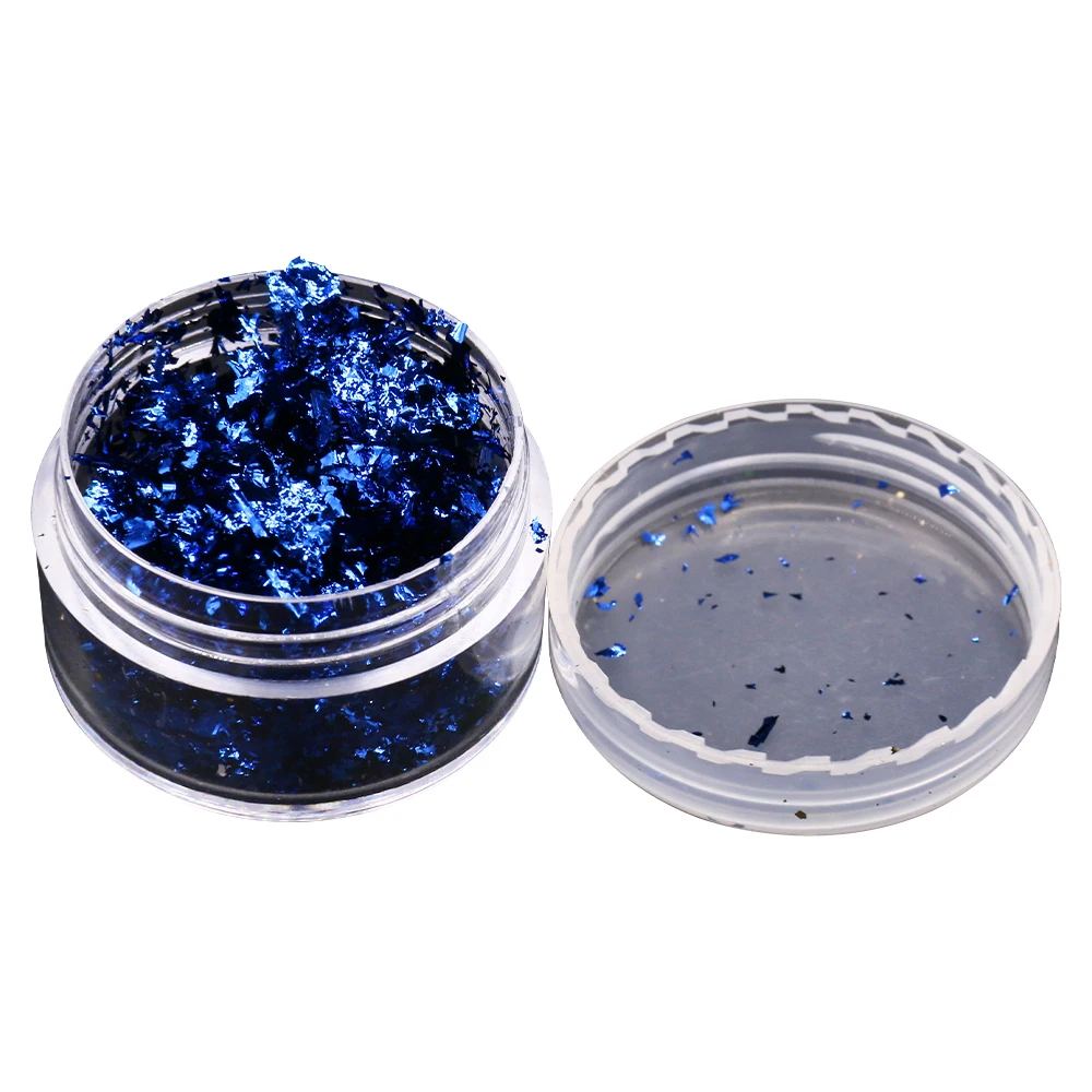 Nail Decoration Imitation Gold Foil Flakes Painting Arts Craft Picture Frame Colorful Alloy Foil Fragments Blue Leaf Flakes