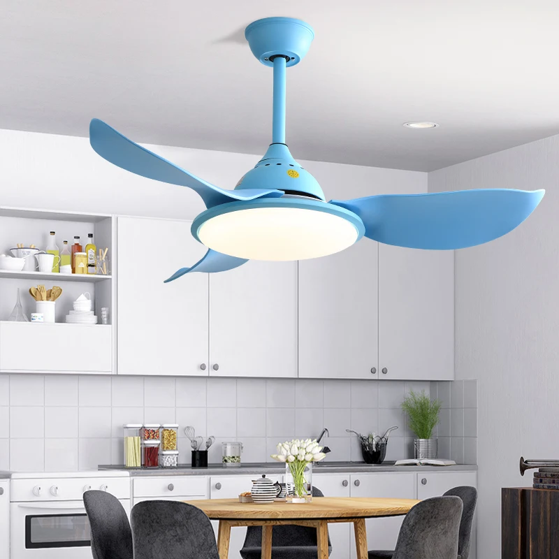 

European Modern Iron Art LED Ceiling Fan Lamp High Quality ABS Fan Blade Home Decorative Dinning Room Bedroom Fan Hanging Light