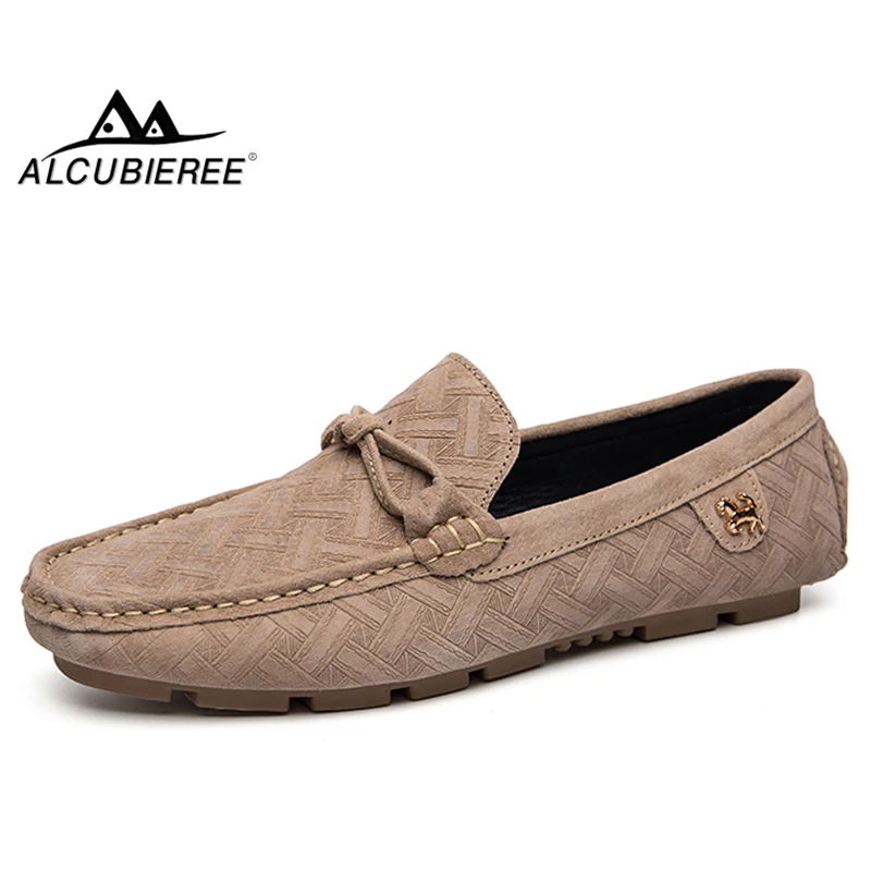 

ALCUBIEREE Brand Men Fashion Loafers Casual Driving Shoes Soft Handmade Sewing Moccasins Comfortable Slip-On Flats Lazy Footwear