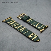 Aliexpress - Hiram Beron Green Lizard Skin Design Strap Leather Watchbands Luxury Business Straps 1 2 3 4 5 6 SE Watch Band for iwatch Apple