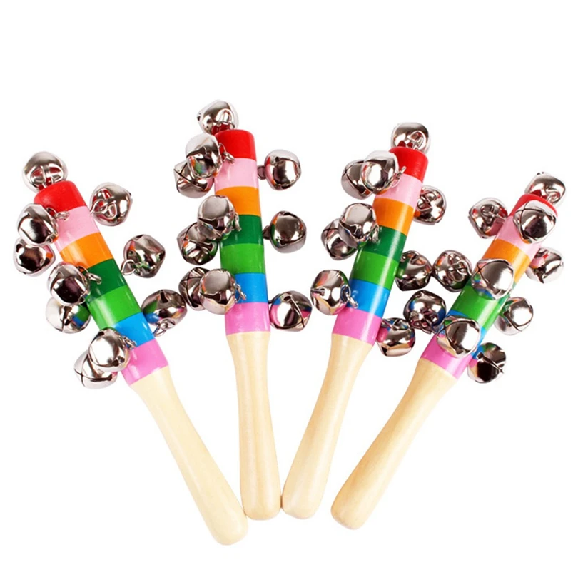 Детские погремушки красочные деревянные колокольчики orff Инструменты 10 перкуссионные колокольчики звенящие игрушки для новорожденных 0-12 месяцев A50