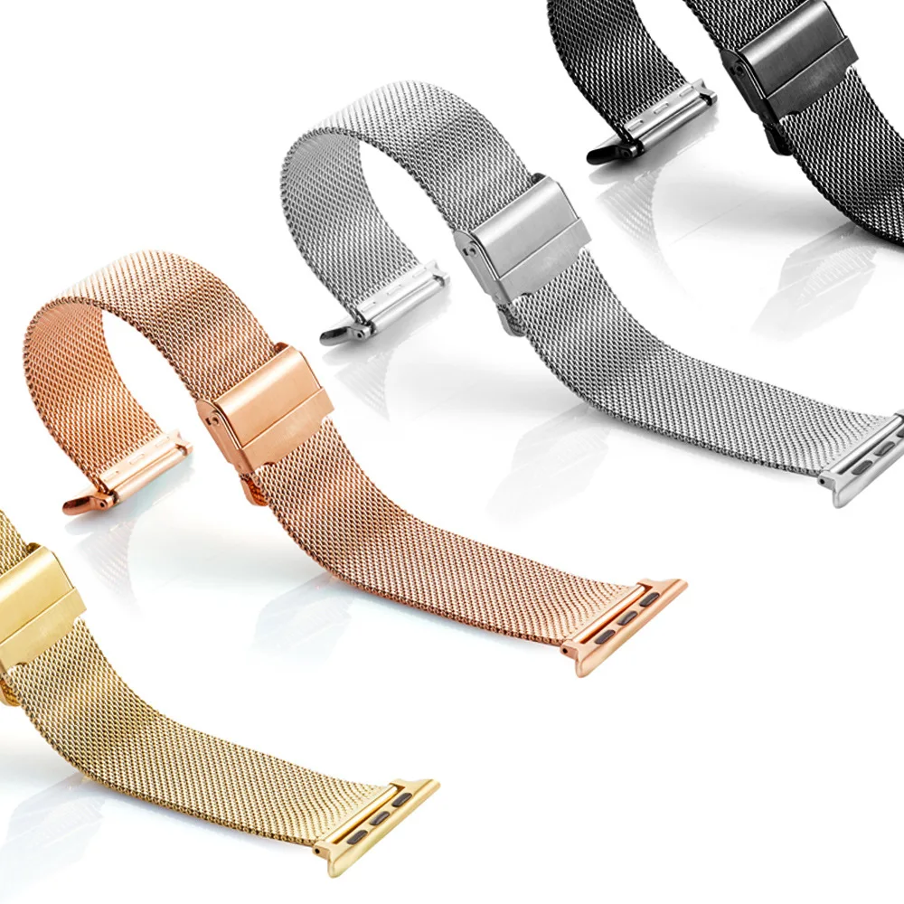 Ремешок Миланская петля для Apple Watch Band 38 мм 40 42 44 золотистый браслет из нержавеющей