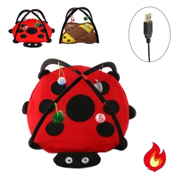 

1pc Beetle Small Pet Cat Game Toy with USB interface Waterproof Heating Pad Mobile Activity Pet Bed House with Ball