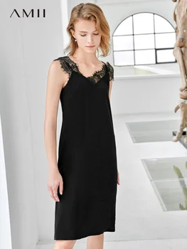 

Amii Spring Women Lace Strap Dress Female Sexy Sleeveless Solid Slim Fit Mid-length Dresses 11970139