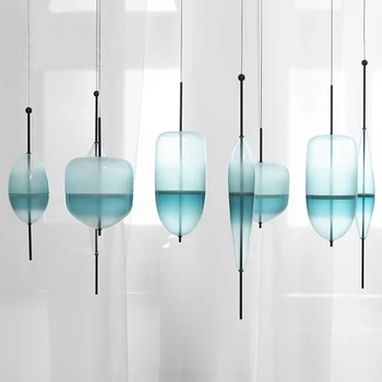 

1 Blue chromatography Italian design lamp pendant light Lake of Venice Blue gradient Simple Peaceful Pure pendant lighting glass
