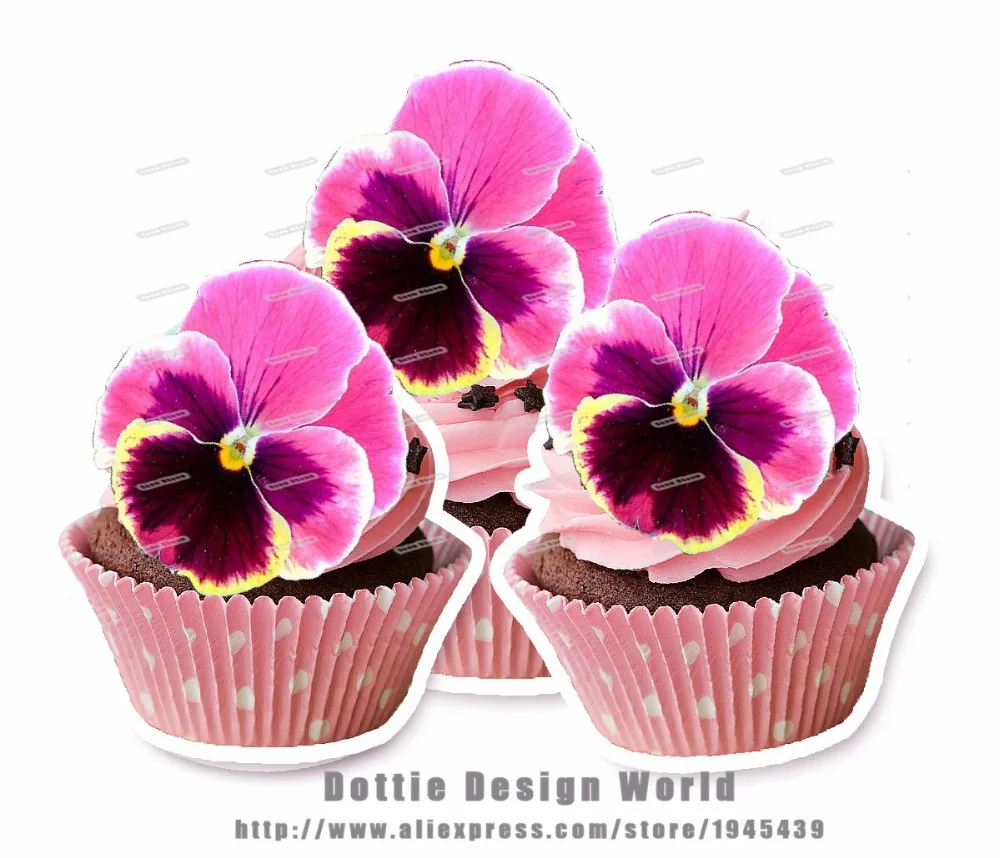 24 розовый Альты анютины глазки цветок съедобный торт фигурки жениха и невесты