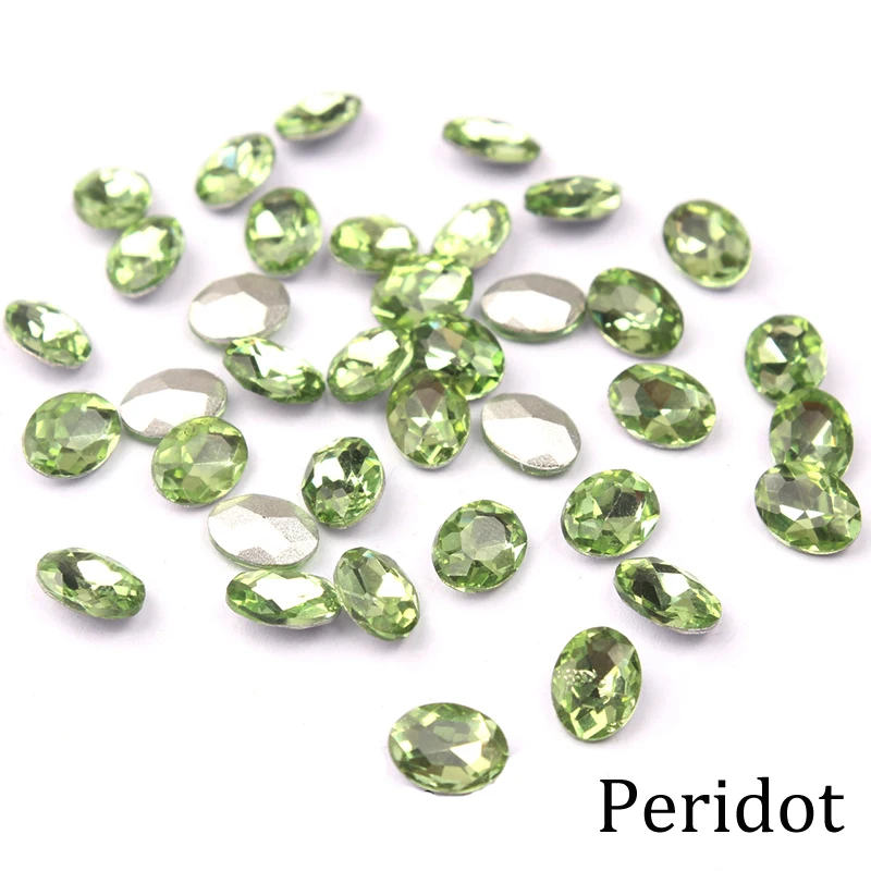 Peridot 30 шт Разноцветные стеклянные кристаллы, Стразы 3D овальные камни для дизайна ногтей украшения страз полировка Шарм Дизайн Аксессуары Ювелирные изделия - Цвет: Peridot