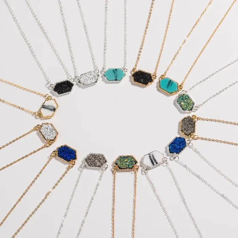 Лидер продаж ожерелье Drusy модное овальное из каучука Howlite позолоченное Брендовое