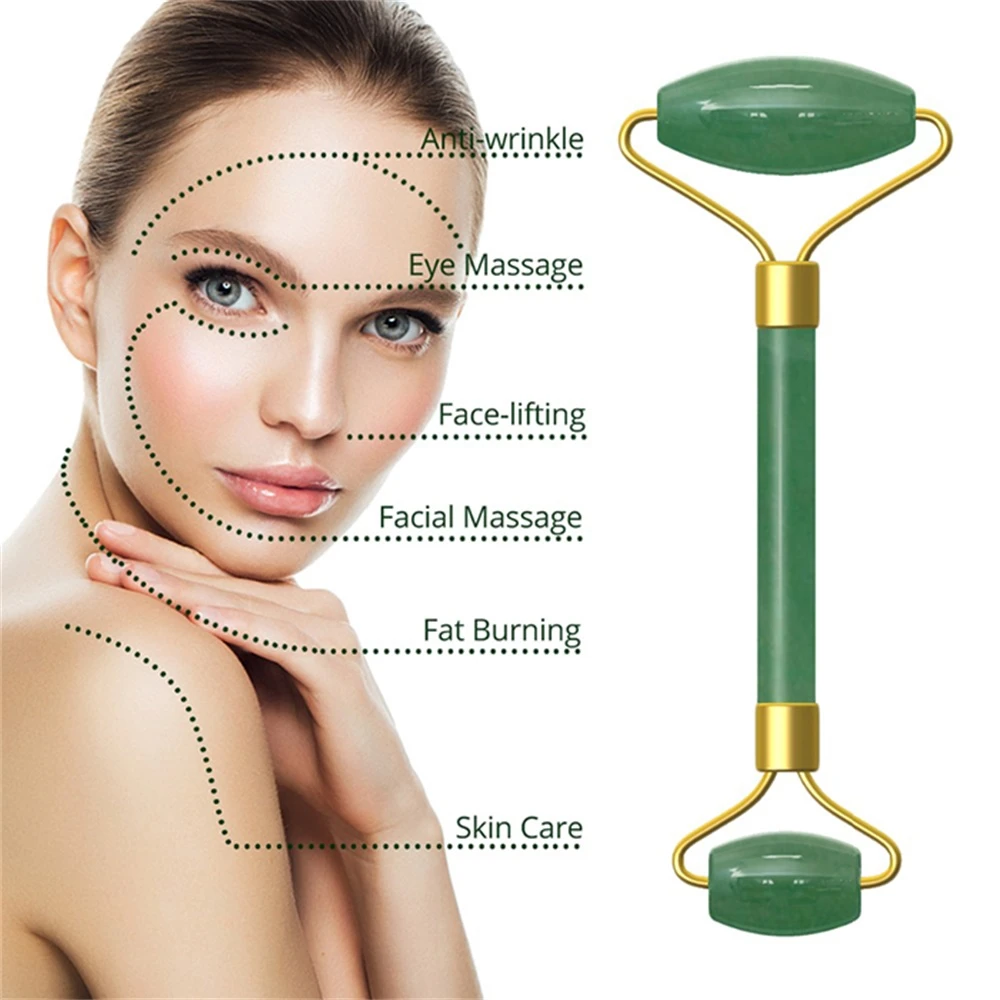 Jade Roller Slimming Face Slimmer Massager Lifting Tool Natural Green Jade  Facial Roller Stone Skin Massage Beauty Care Masajes - Face Lift Devices -  AliExpress