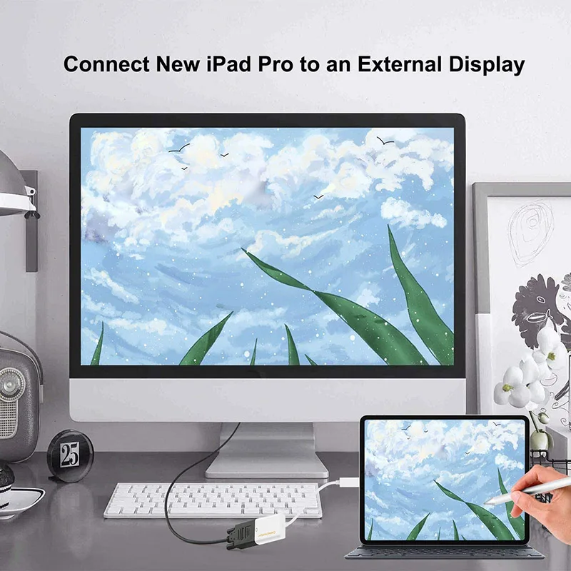 Адаптер USB C для VGA, кабель usb type C для VGA, совместимый с MacBook Pro