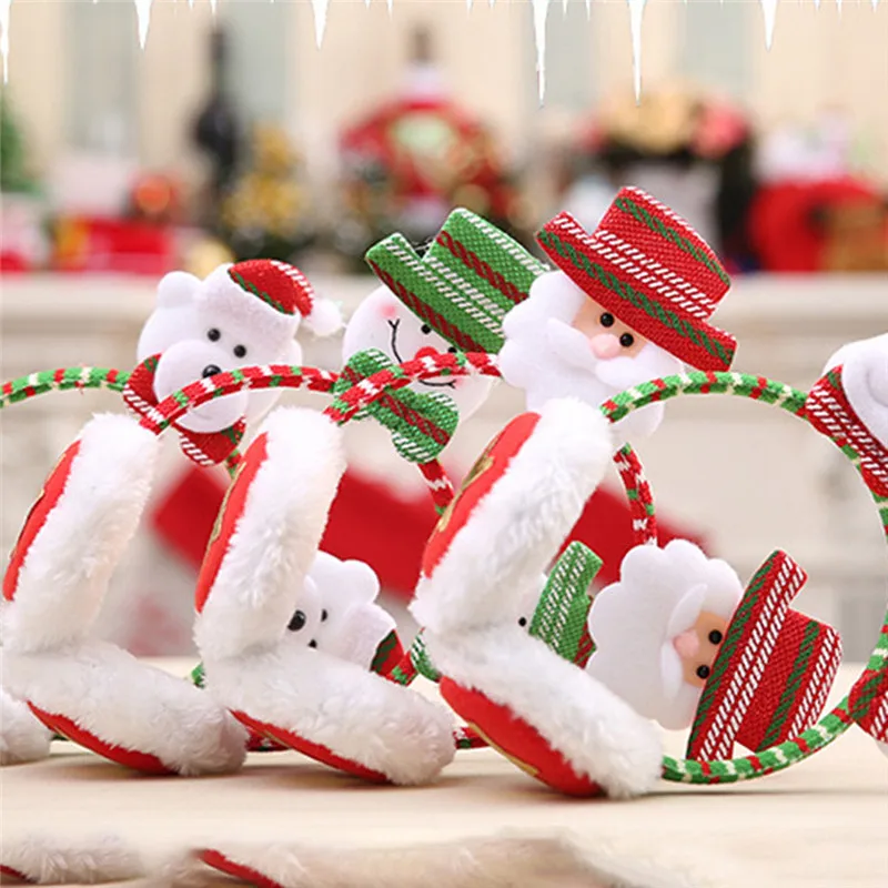 Рождественские меховые наушники для женщин и мужчин, унисекс, Детские Зимние теплые милые наушники с ушками Санта Клауса, повязка на голову, лучшие подарки на Рождество#40