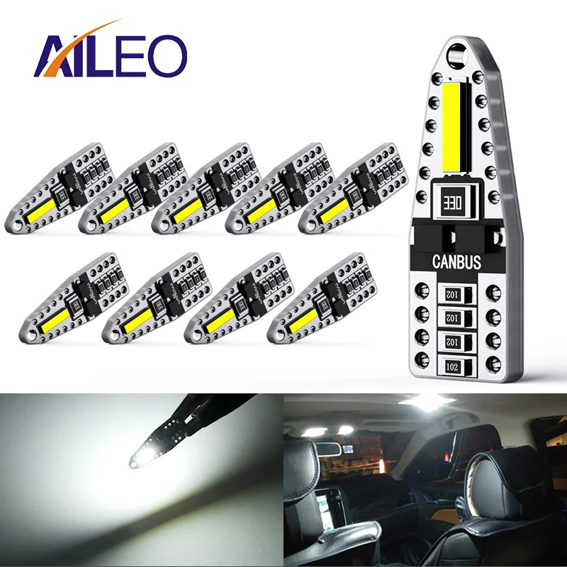 AILEO 10 шт. W5W T10 Светодиодный лампочки Canbus для Audi BMW VW автомобиля Mercedes укрыты