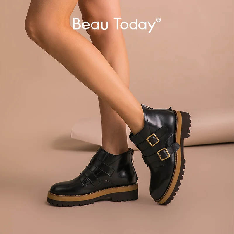Женские ботильоны из натуральной бычьей кожи BeauToday модные женские ботинки ручной