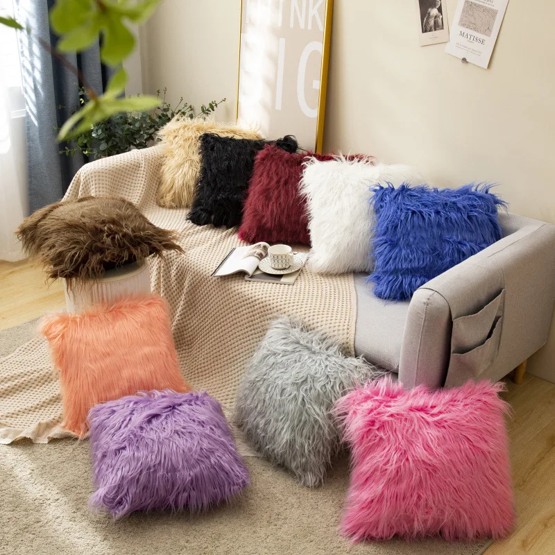 UK Luxury Fluffy Soft Cushion Cover Throw Pillow Case Sofa Home Decor Plush 17" 