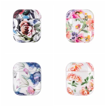 

For AirPods 2 Case luxury 3D sticker rose flower Mandala flora Transparent Earphone Case For apple airpods headphone case capa
