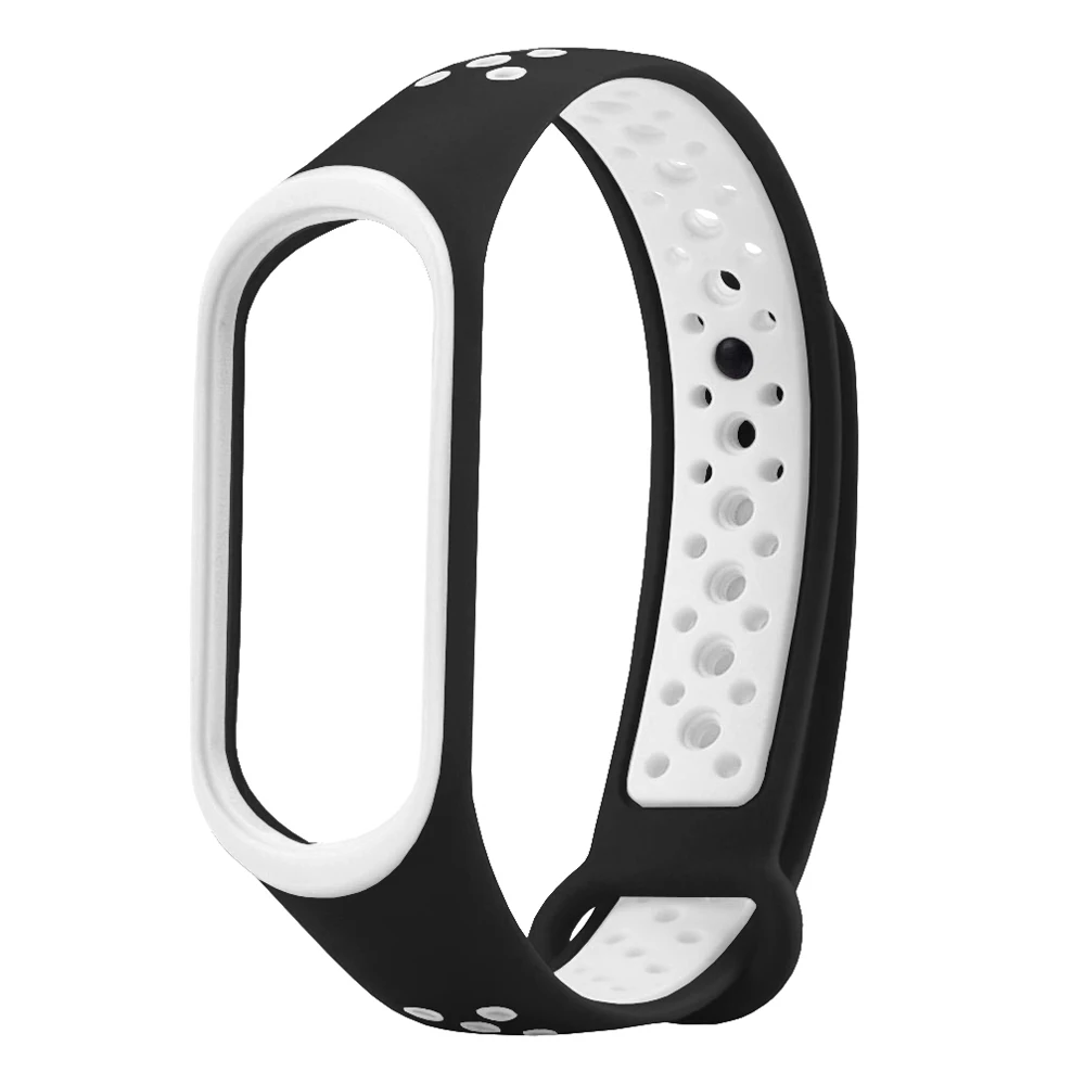 Black White Для Xiaomi mi Band 3 4 ремешок силиконовый двойной цвет mi band 3 4 ремешок mi band 4 аксессуары Замена для Xiaomi mi Band 4 Band - Цвет: Black White