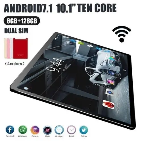 

10.1 Inch Android 7.1 IPS 1280x800 Tablet PC 10 Core Dual Camera 5.0MP RAM 6GB+ROM 128GB/64GB 4G Call phone WiFi Bluetooth GPS