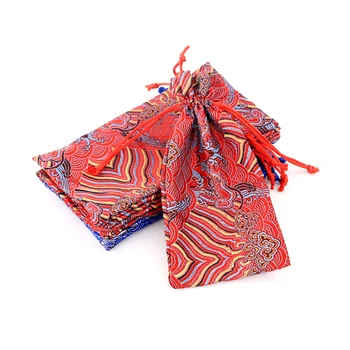 

3pcs/lot Happy Red Color Silk Pouches 10x20cm For Travel Toothbrush Spoons Comb Cosmetic Lipstick Packing Drawstring Dust Bags