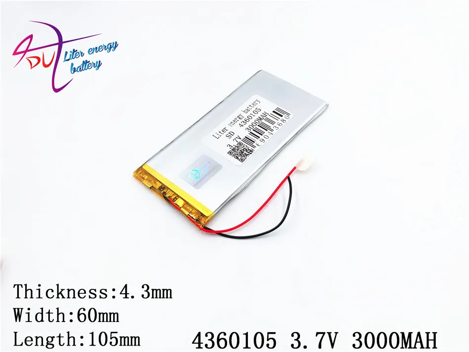 Литиевая батарея лучший бренд батареи планшет 4360105 3,7 V 3000MAH 4060105 полимерная батарея