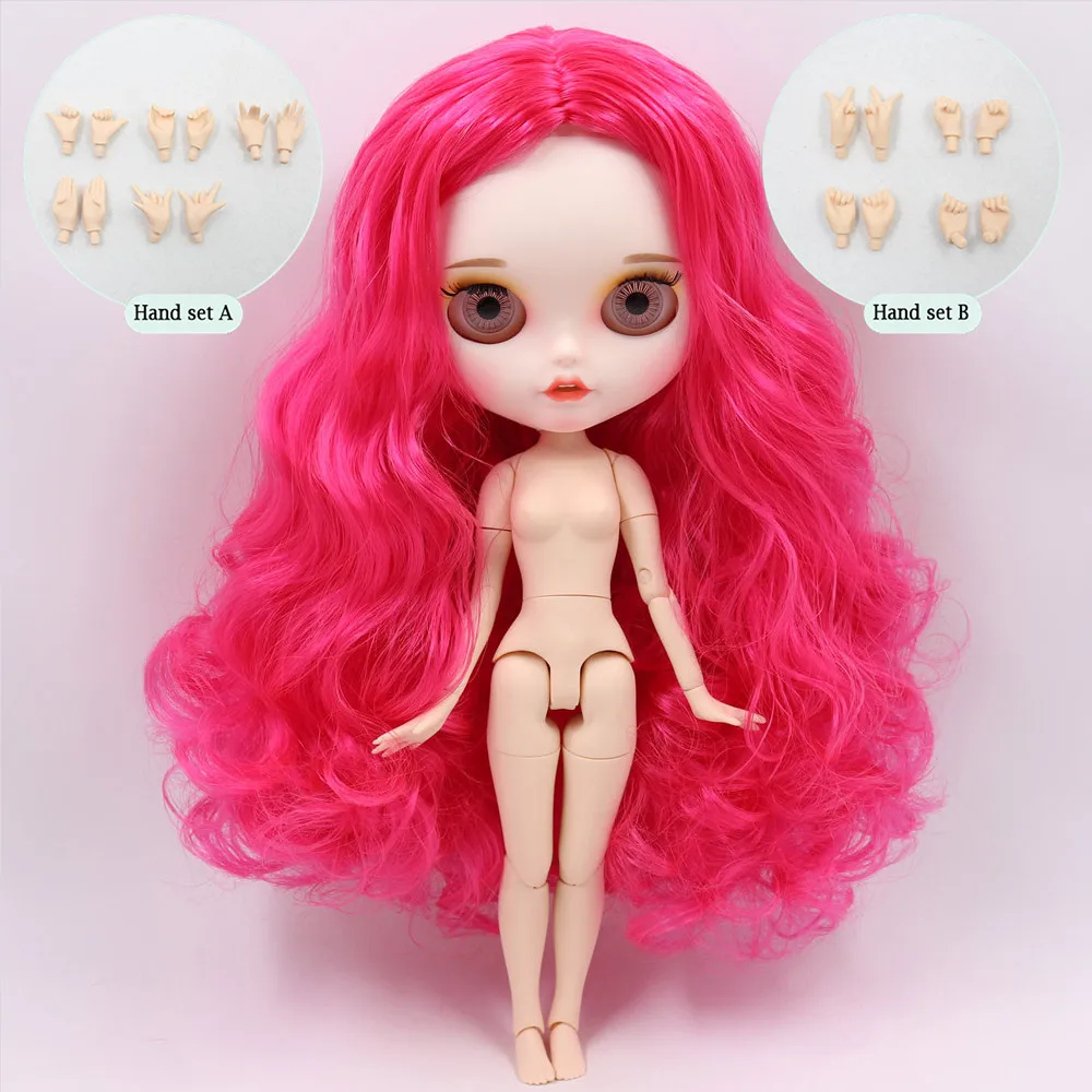 like the picture Ледяной обнаженный Blyth кукла No. BL1290 фуксия волосы резные губы пупырчатая рот матовая индивидуальные лица сустава тела 1/6 bjd - Цвет: like the picture