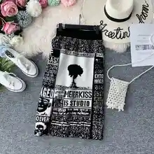 NiceMix Прямая ограниченная по времени акриловая Повседневная Saia Longa юбка в складку в стиле Лолиты Женская расцветка юбки вязанная высокая талия и сумка бедра