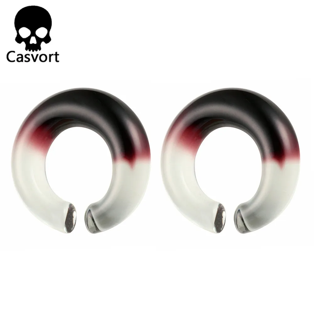 Casvort 2 шт пирсинг, ушные измерительные приборы круглые стеклянные Беруши Тоннели ювелирные изделия с расширителем для тела носилки модные серьги для подарка 2 шт - Окраска металла: clear black