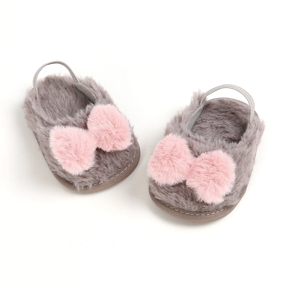 

Baby Girl Cute Plush Soft Slide Slip On Flat Sandal Slipper Casual Infant Crib Shoess