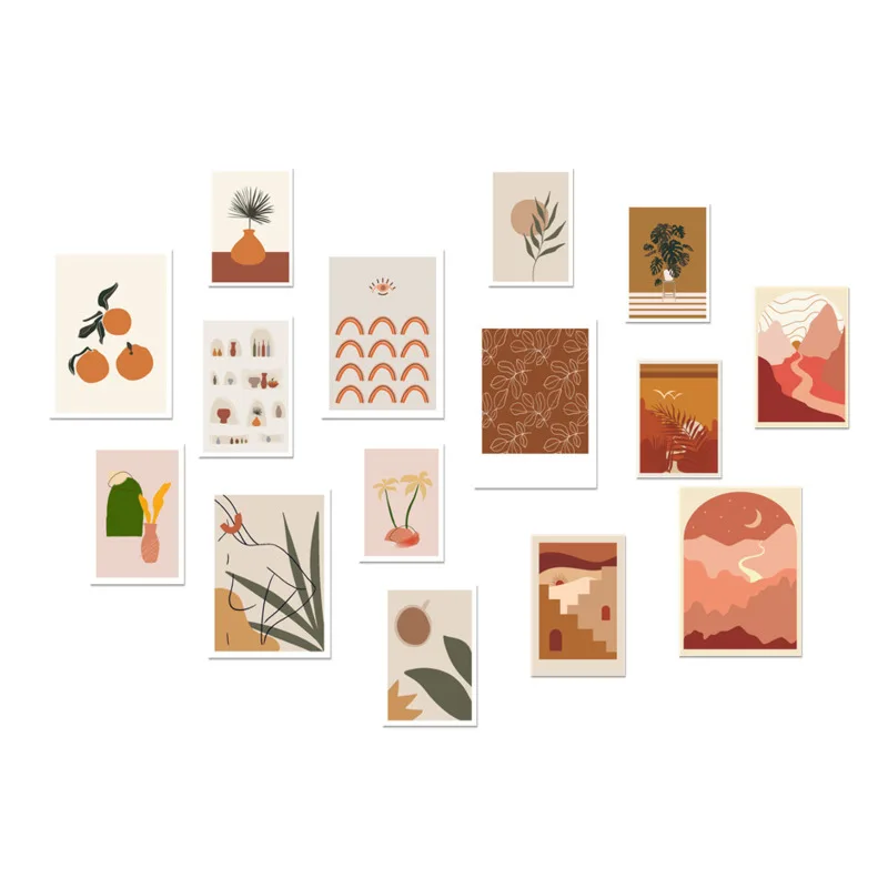 15 Uds., tarjetas de decoración de estilo Ins, pintura gráfica, dormitorio, póster de pared, papelería creativa, accesorios de foto, adhesivo decorativo DIY, regalo