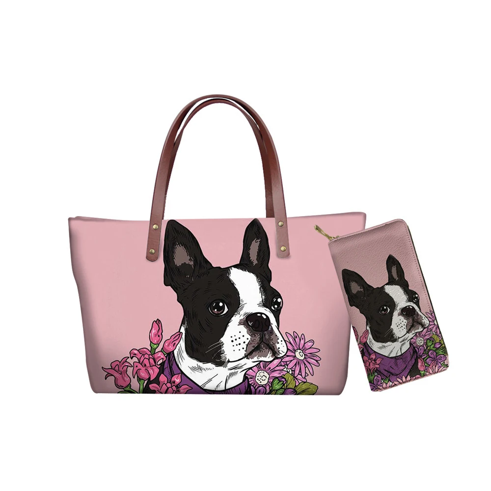 WHEREISART сумка на плечо с принтом Бостонского терьера женская для путешествий