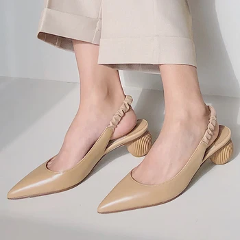 

Doratasia 2020 Wholesale Pointed Toe Slip On Round Heels Women Shoes Summer Pointed Toe Slingback Sandals Woman