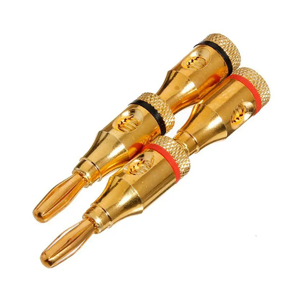 

4PCS/SET Durable 4mm Musical Speaker Banana Plug Audio Jack Connector Reliable 24K Gold Plated A3T8 Adapter