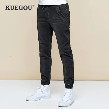 

KUEGOU 2019 Autumn Cotton Black Skinny Jeans Men Streetwear Brand Slim Fit Denim Pants Male Biker Classic Stretch Trousers 2979