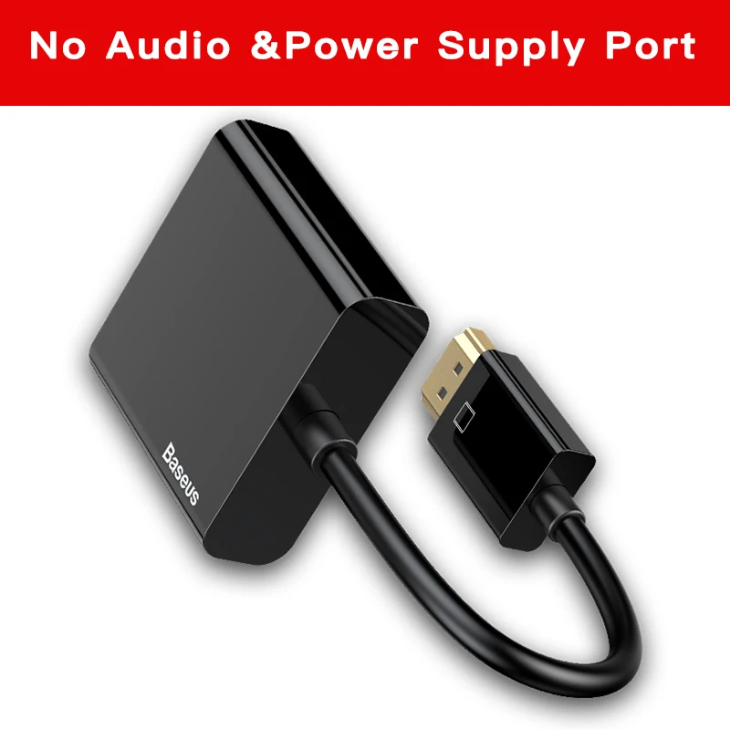 Baseus HDMI в VGA кабель HDMI VGA адаптер 1080P цифровой HDMI штекер в VGA Женский конвертер сплиттер для ноутбука PS4 Chromebook tv - Цвет: No AUX Power Plug