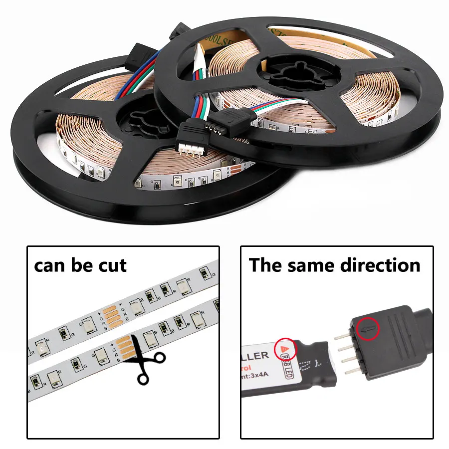 5 в постоянного тока, 12 В, 24 В, RGB, Светодиодная лента, ПК, водонепроницаемая, 5050, 5 м, гибкая, 5, 12, 24 В, Светодиодная лента, светильник RGB, лампа Ambi, светильник, ТВ, подсветка, лента