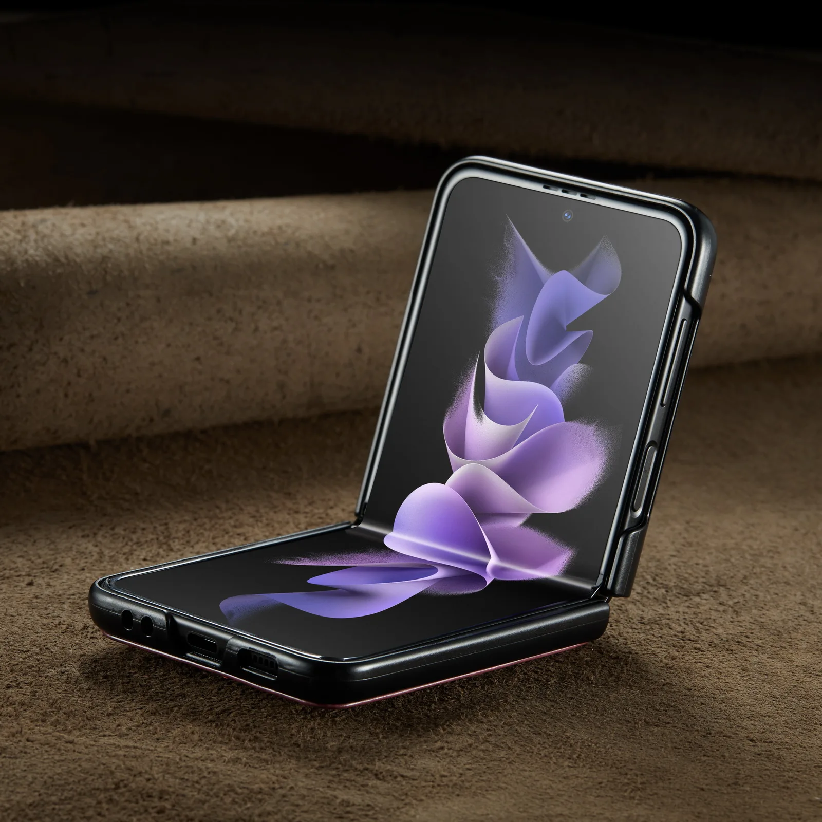 Anti-Fingerprint Leather Case for Samsung Galaxy Z Flip 3 Flip4 Flip 4 5G Flip3 Fashion Cell Phone Protective Cover Coque galaxy z flip3 phone case