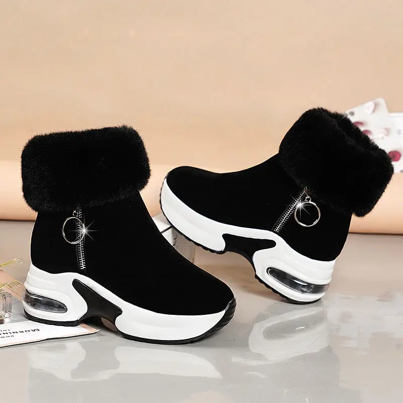 Women's Ankle Boots Warm Plush 2021 New Winter Shoes Women's Boots High Heels Women's Boots Snow Boots Height Increase