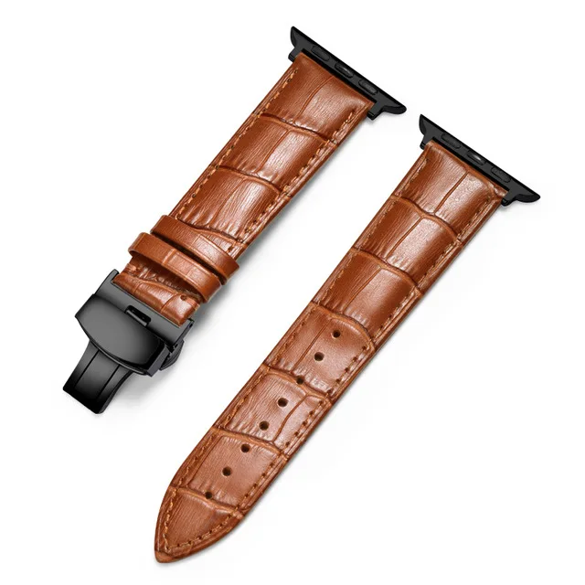 Кожаный ремешок для часов apple Watch ремешок 44 мм 42 мм pulseira для apple iwatch ремешок для часов Ремешок 40 мм 38 мм браслет correa 5 4 3 2 1 - Цвет ремешка: Black-Light Brown 2