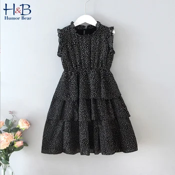 

Humor Bear Girls Dress Summer New Polka Dot Chiffon Cake Baby Girl Dress Sleeveless Princess Party Dress Girls Clothing