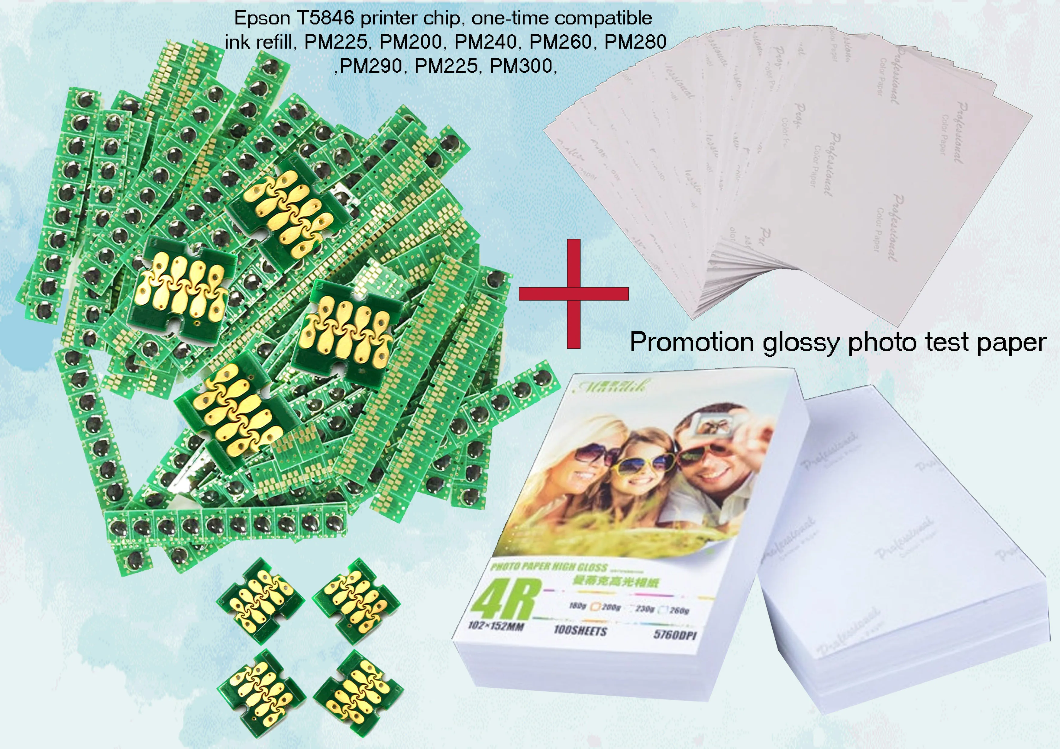 CISSPLAZA 256 Uds One-time chip T5846 compatible with Epson PM200 PM240 PM260 PM280 PM290 PM225 + free paper photo | Компьютеры и офис