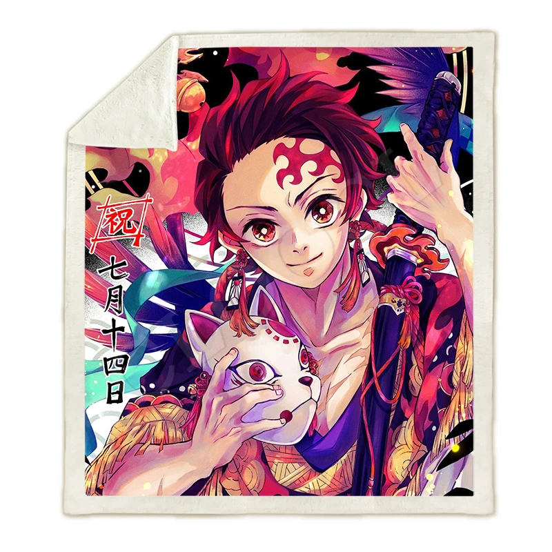 Animes Demon Slayer Kimetsu No Yaiba одеяла, 3D принт, повседневный диван, для путешествий, молодежное постельное белье, пледы, одеяла, покрывала для плюшевого одеяла - Цвет: Blanket 2