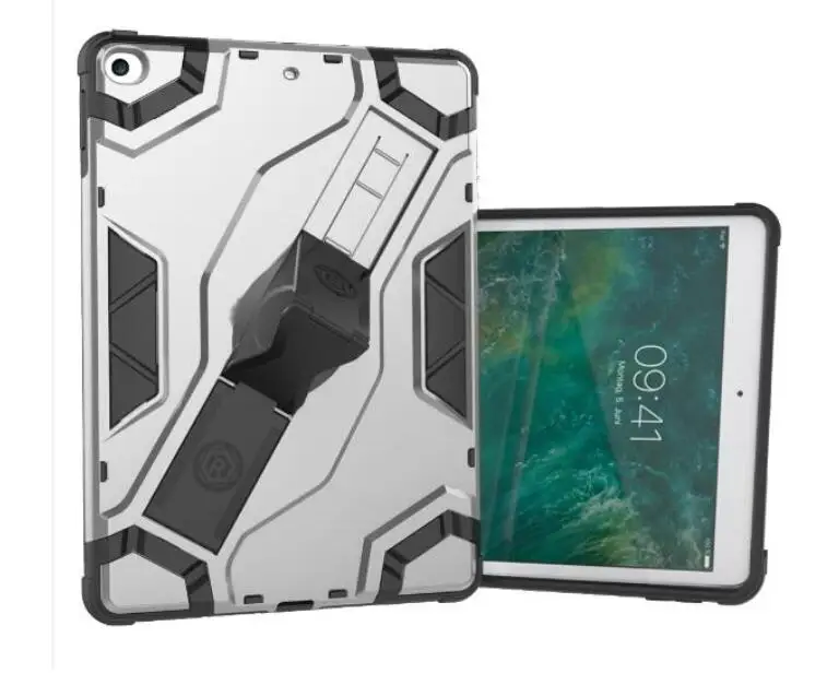 Чехол для iPad6 из ТПУ+ ПК, Жесткий Чехол для Apple iPad 6 air 2, чехол для планшета, ударопрочный детский пенопласт с ручкой+ ручка - Цвет: Серебристый