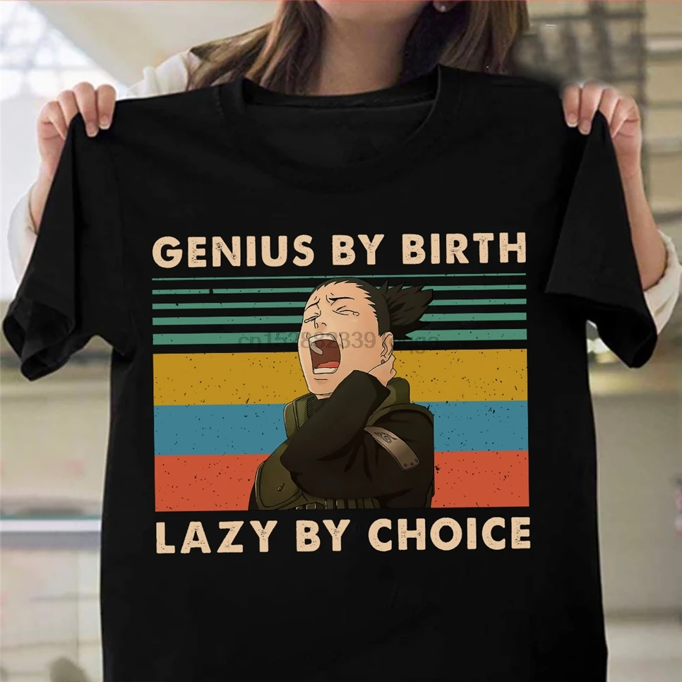 Винтажная Футболка Genius By Born Lazy Choice Nara Shikamaru для молодежи футболка пожилых людей