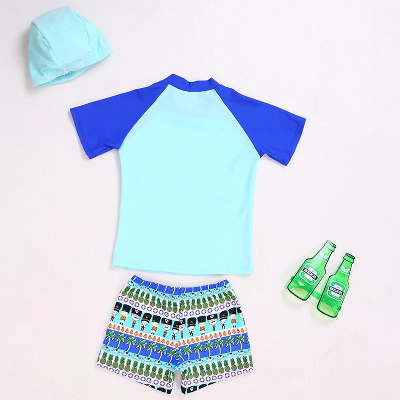 

Children Two-piece Swimsuits Sports New Style Cartoon Bathing Suit BOY'S Clothes with Short Sleeves Boxer Two Piece Set with Swi