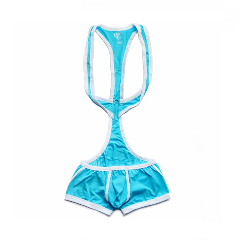 Мужское нижнее белье, боди, трусы боксеры для мужчин, ropa interior hombre, шифон, cueca masculina, однотонное нижнее белье для мужчин, боксеры homme - Цвет: Небесно-голубой