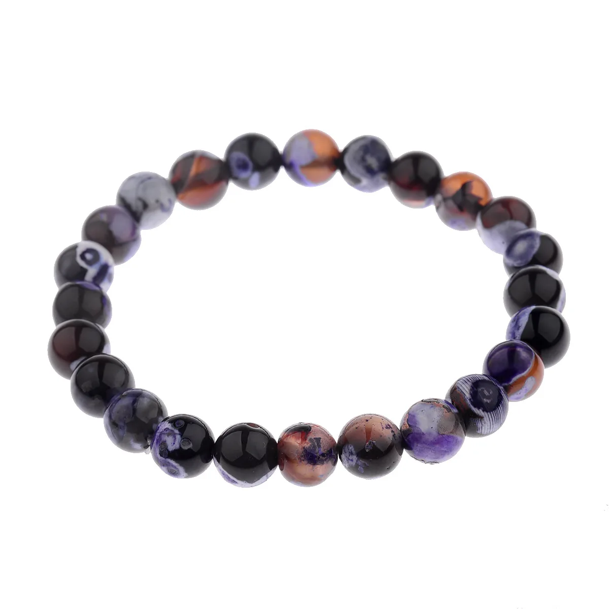 Violet 8 мм Красочные Природный турмалиновый Камень Strand браслеты для женщин Йога кулон стрейч Круглый браслет из бисера - Окраска металла: Violet