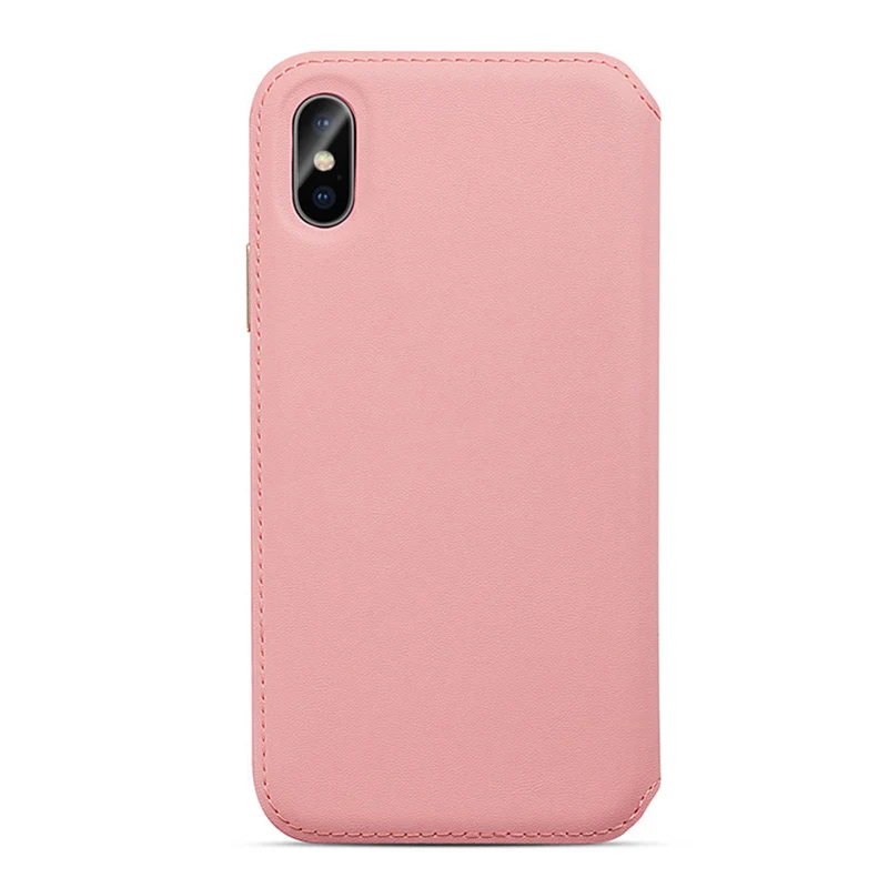 Розовый Кожаный чехол-книжка для IPhone X XS MAX Чехол-книжка из натуральной кожи для телефона для IPhone XS X милый чехол - Цвет: Розовый